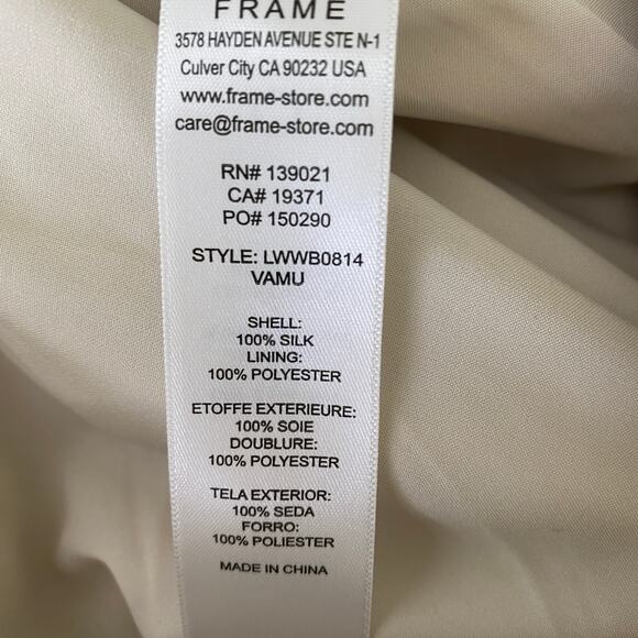 FRAME Silk Safari Pants Size 12 Cream Black Striped Jacquard Wide Leg Career - Picture 13 of 16